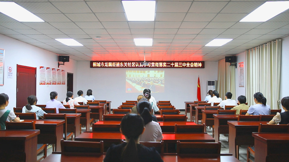 图为龙眠街道东关社区干群在集中收听收看央视受权发布二十届三中全会公告1.jpg